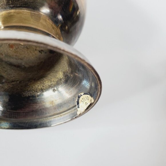 Vintage Art Deco Brass Metal Fluted Footed Vase Black Patina Etched Floral - Picture 8 of 11